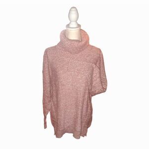SALE! NWT-H By Halston French Pink/White Wool & Cotton Blend Cozy Turtleneck XL